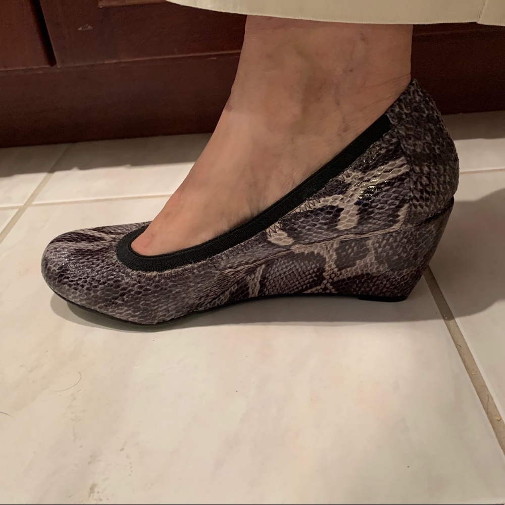 BCBG Paris wedge heal.  Snake print